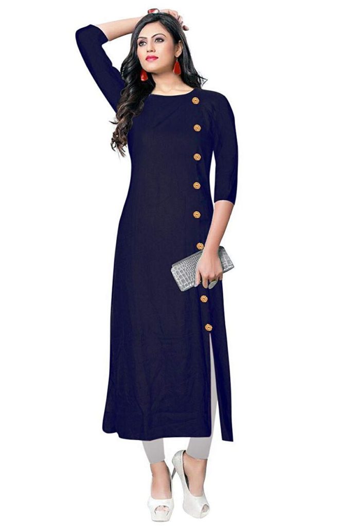 Best Trend Designer Blue Color Denim Long Kurti Online.