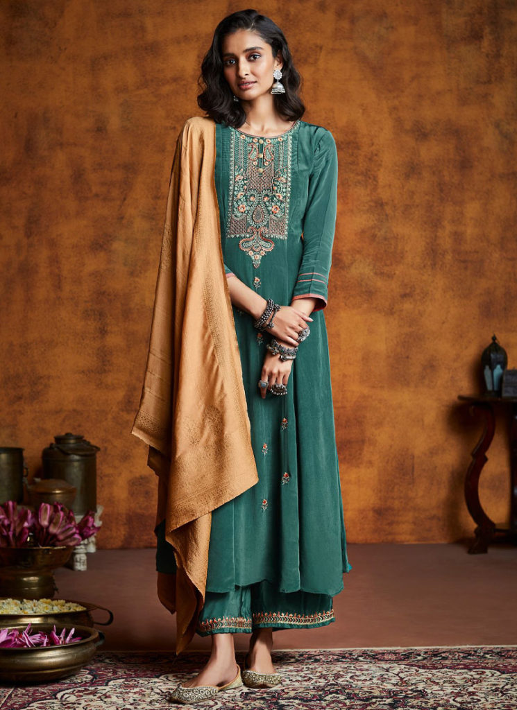 Embroidered Neck salwar suits