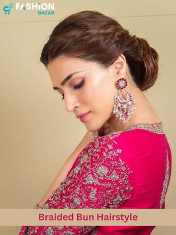 Kriti Sanon With Braided Bun Hairstyle in Lehenga