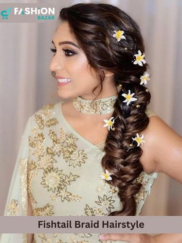 Fishtail Braid Hairstyle for Lehenga