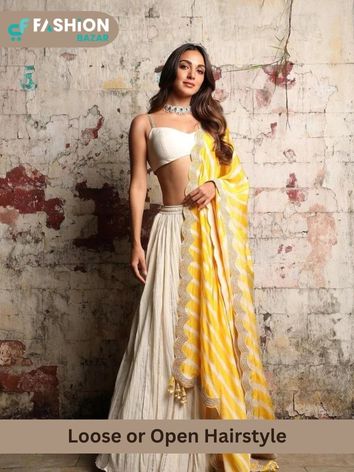 Kiara Advani With Loose or Open Hairstyle in Lehenga