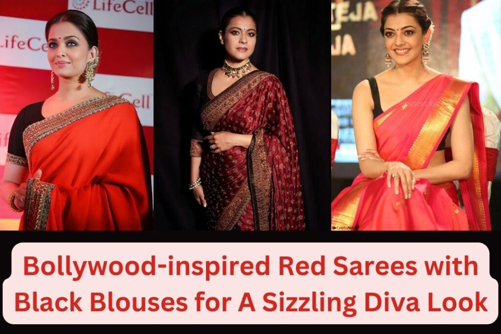 Red Sarees with Black Blouses