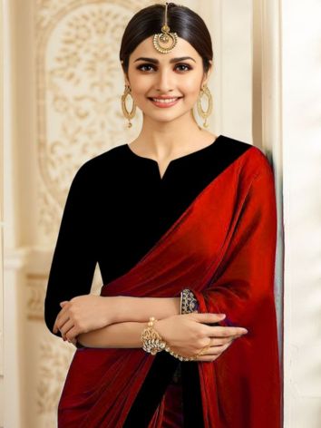 Buy URS Red Ruffle Saree With Black Sequin Blouse at Amazon.in-hancorp34.com.vn