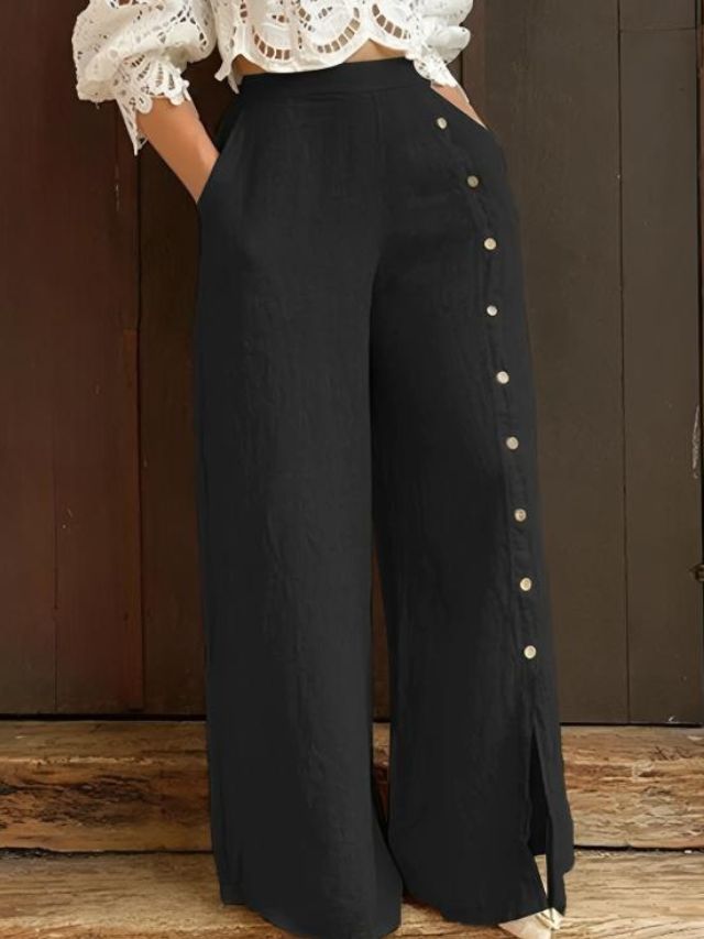 Palazzo Pants with Button Details
