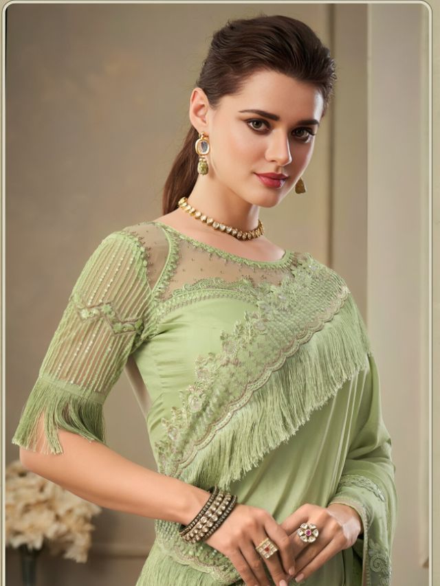 Apple Green Color Sarees