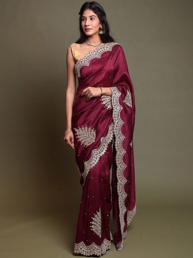 Burgandy Color Saree