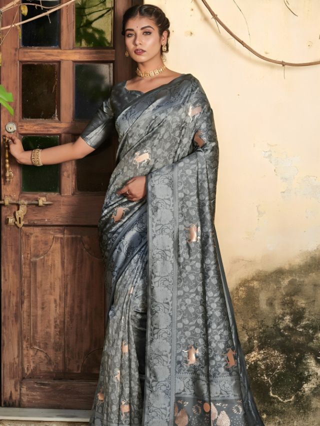 Charcoal Grey Saree Color Online