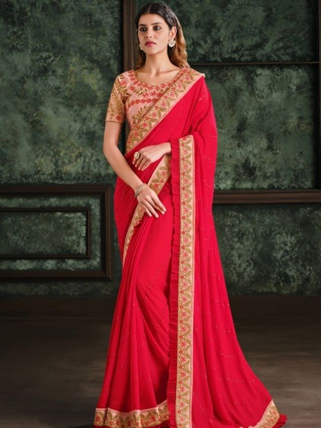 Crimson Red Saree Color Online