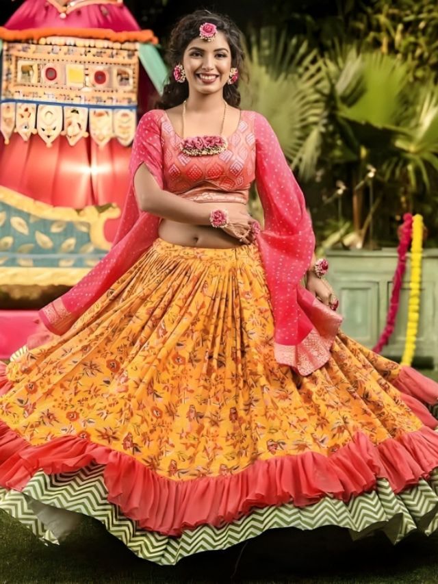 Double flared lehenga for wedding