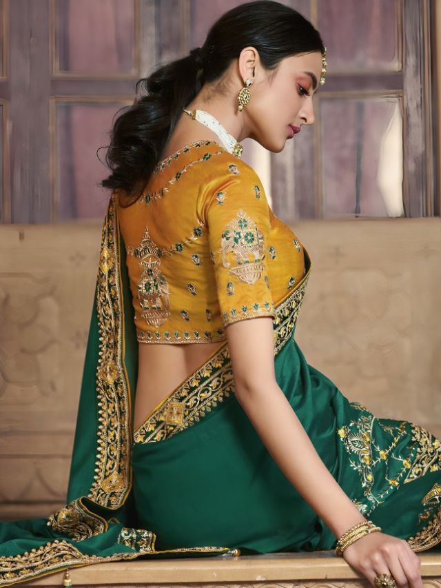 Emerald Green Saree Color Online