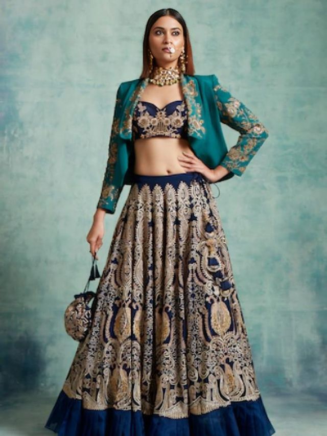 Lehenga style with Jacket for Wedding image