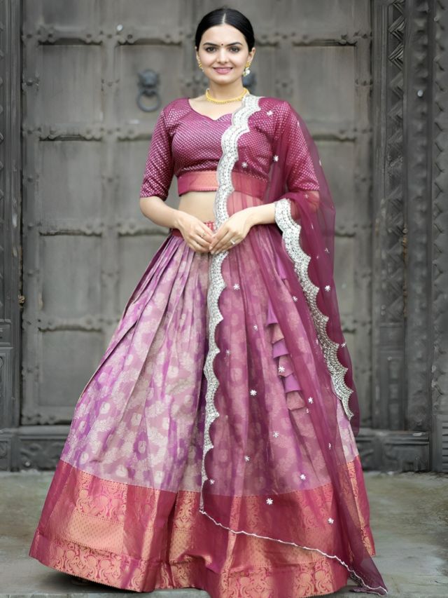 Kanjivaram lehenga With Blouse for Bride