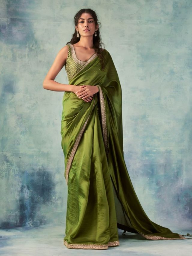 Olive Green Saree Color Online