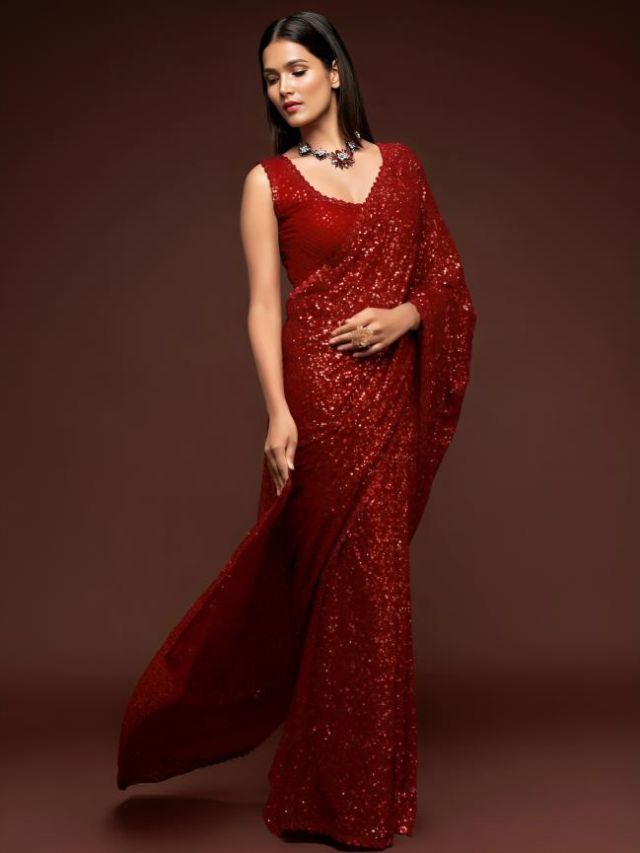 Ruby Red Saree Color Online