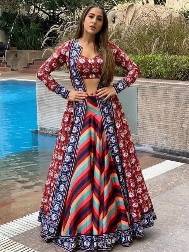Sara Ali Khan in Indo Western Lehenga for Wedding Season