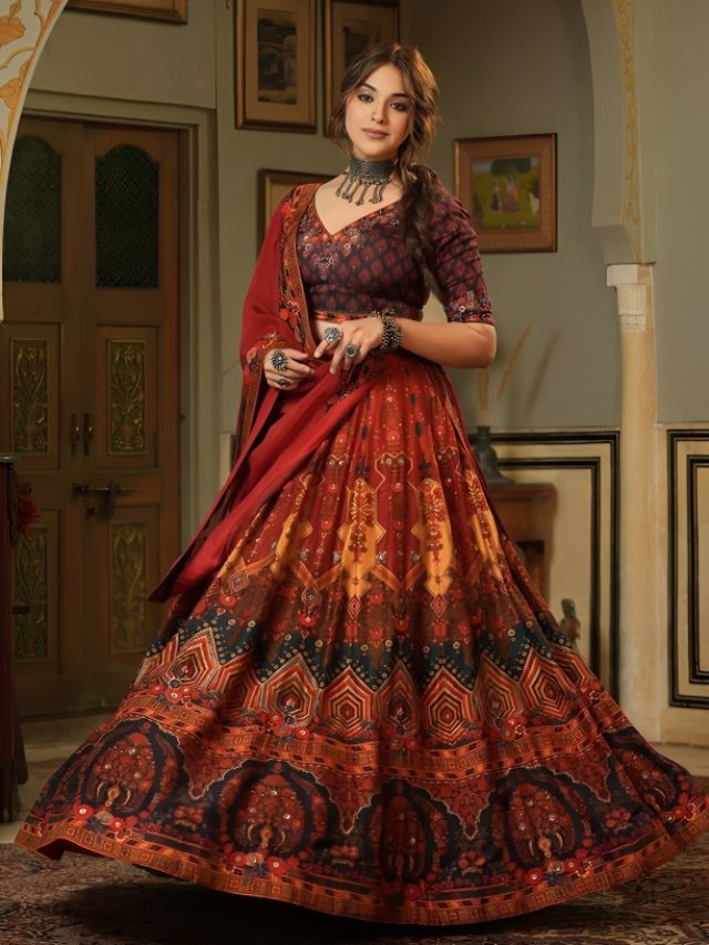 Simple kalidar lehenga for women online