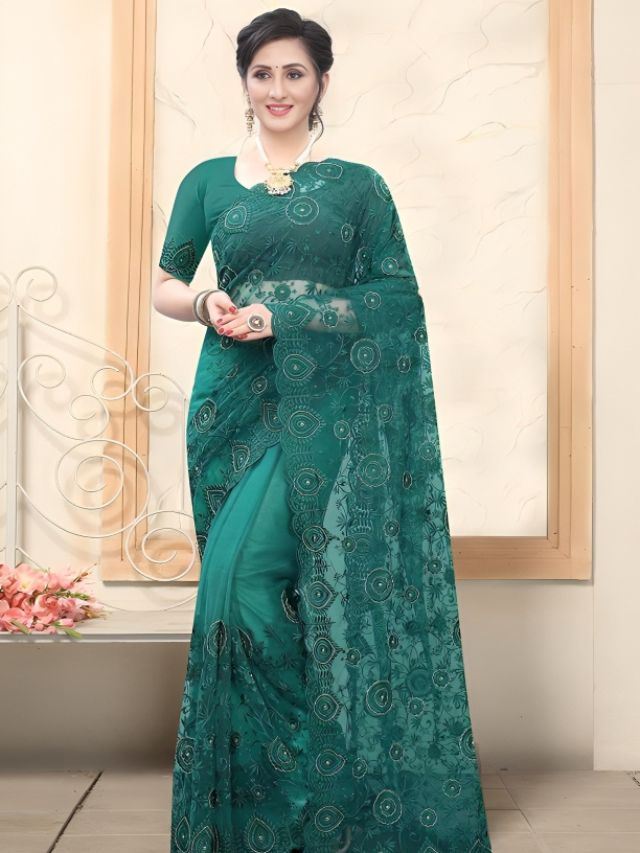 Teal Green Saree