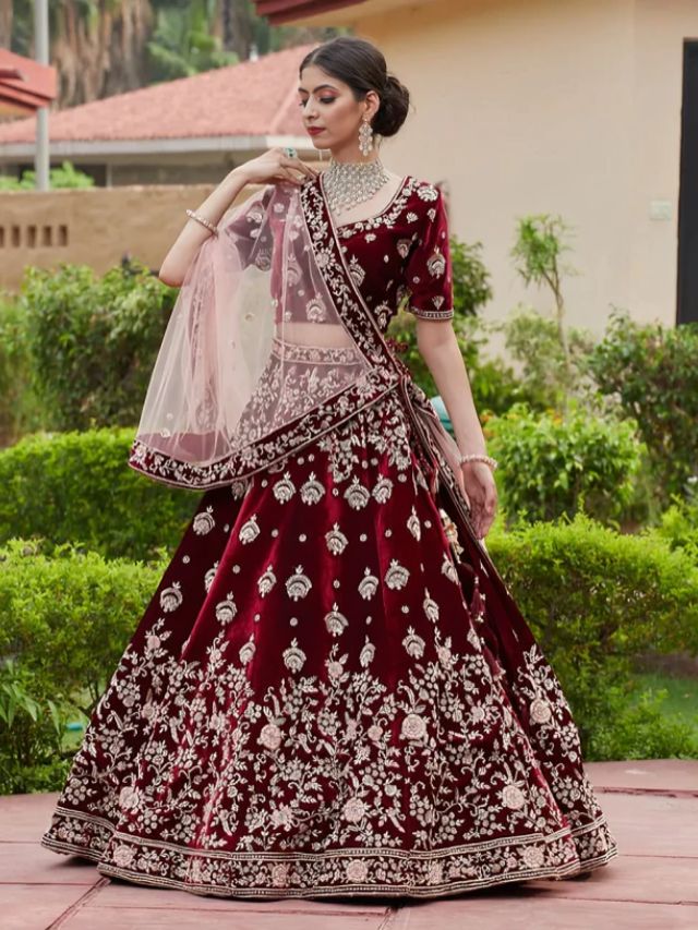 Velvet Lehenga Design for bride