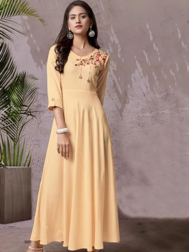 Beige Color Kurti Design