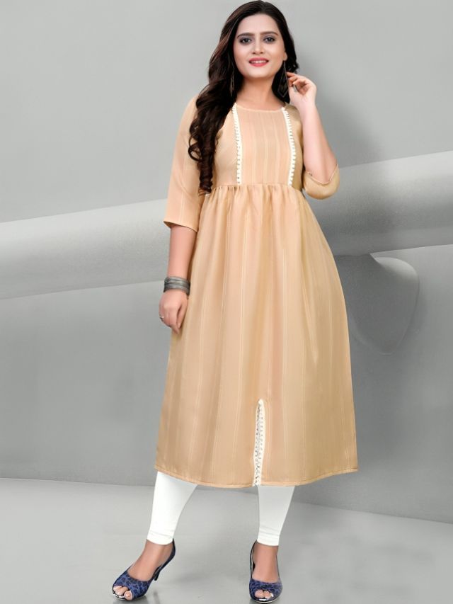 Beige Color Kurti For Ladies