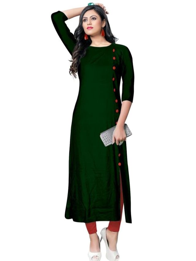 Bottle Green Kurti for Women