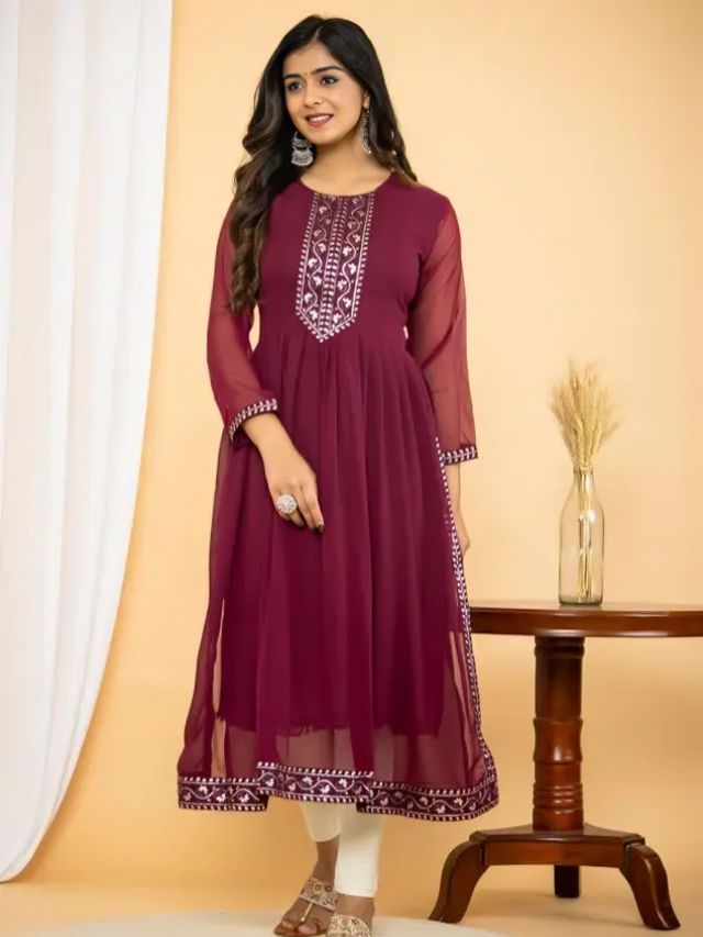 Burgundy Colour Kurti Design