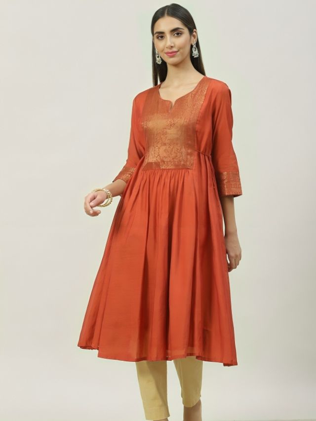 Burnt Orange Kurtis For Women