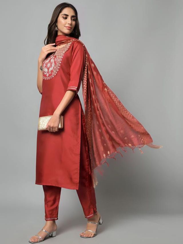 Cherry Red Kurti Design