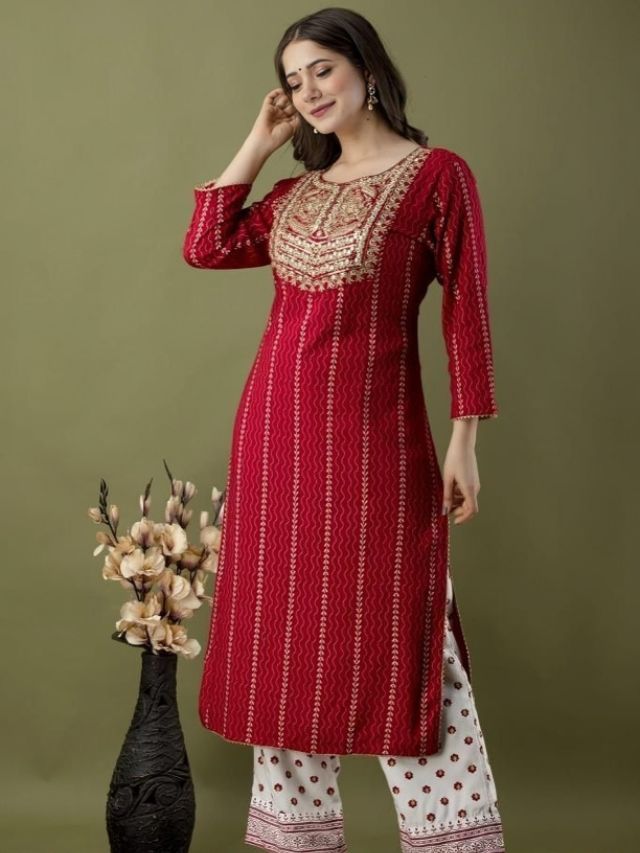 Cherry Red Kurti For Women