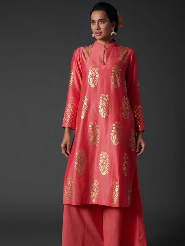 Coral Pink Kurti Design