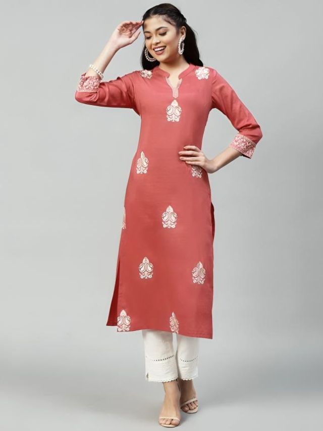 Coral Pink Kurti For Women