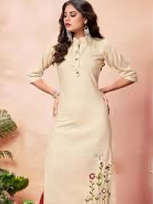 Cream Coloured Kurti Design