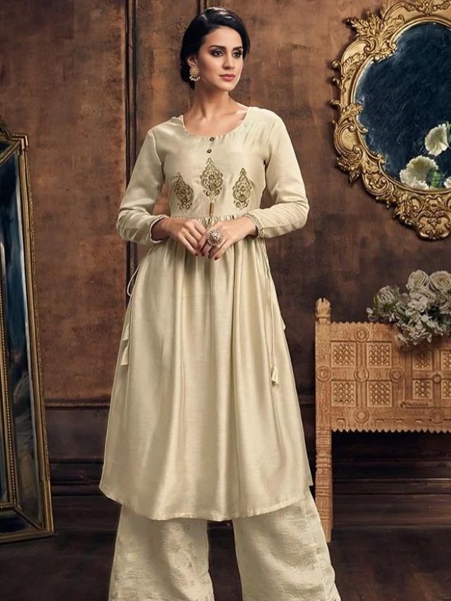 Cream Coloured Kurti For Ladies