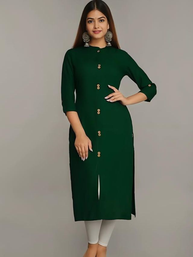 Dark Green Kurti For Ladies