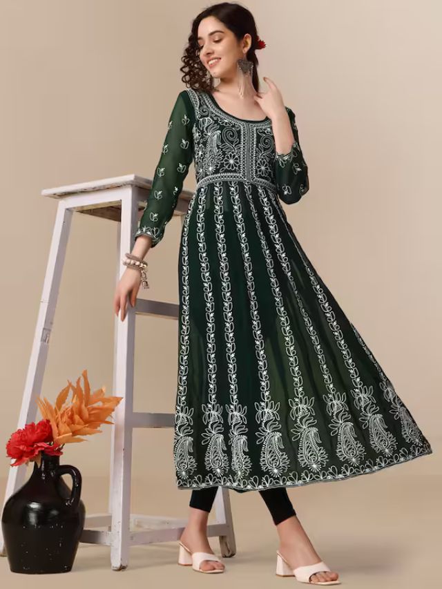 Dark Green Kurti For Women