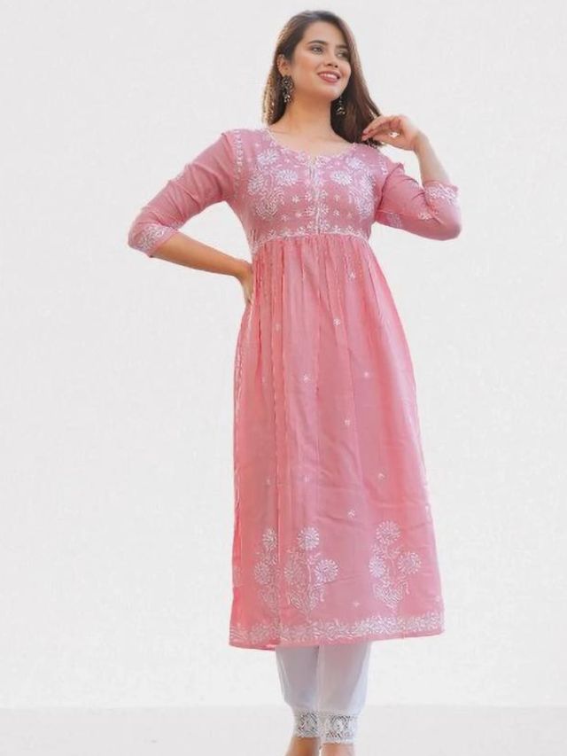 Light Pink Kurti For Ladies