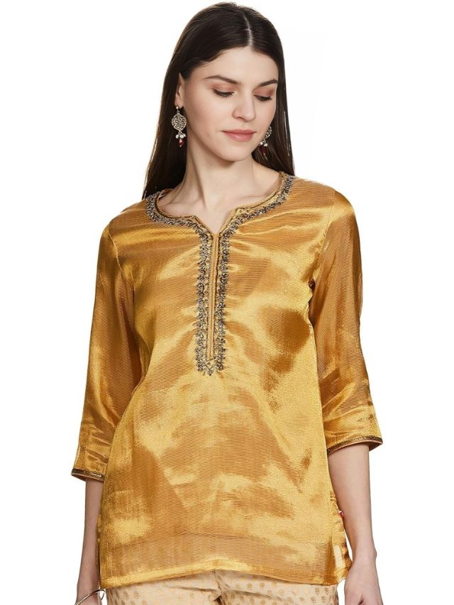 Metallic Gold Kurti for ladies