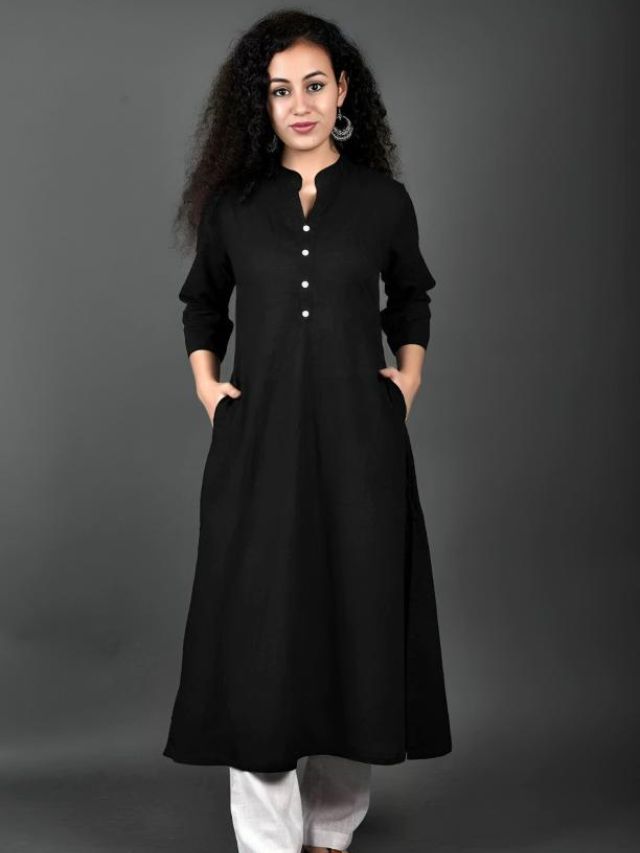Midnight Black Color Kurti for women