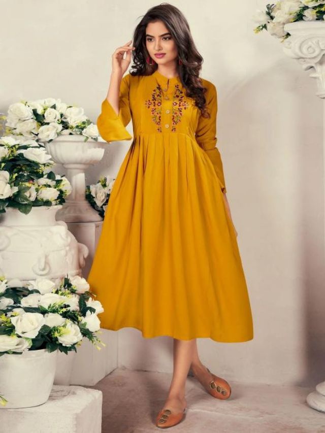 Mustard Yellow Kurti Design