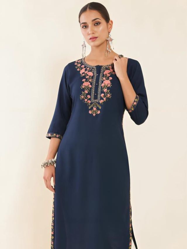 Navy Blue Kurti Design