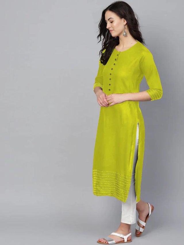 Parrot Green Kurti For Women