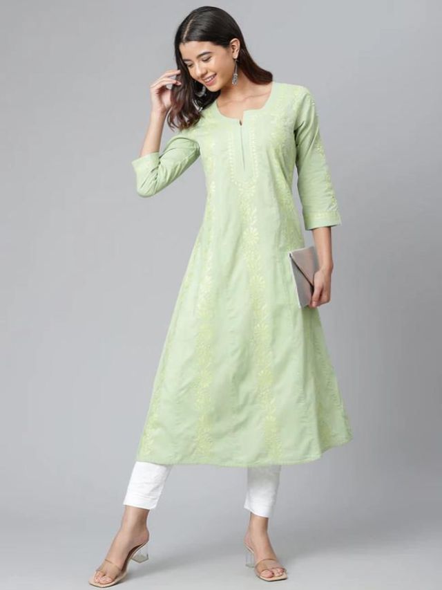 Pista Green Kurti For Ladies