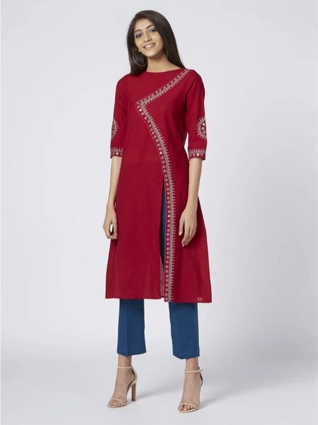 Ruby Red Coloured Kurti Design