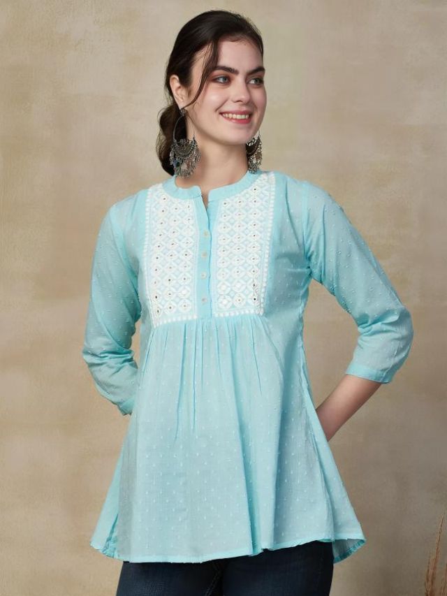 Sky Blue Kurti Design