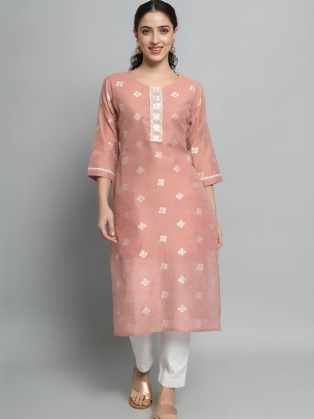 Soft Peach Color Kurti design