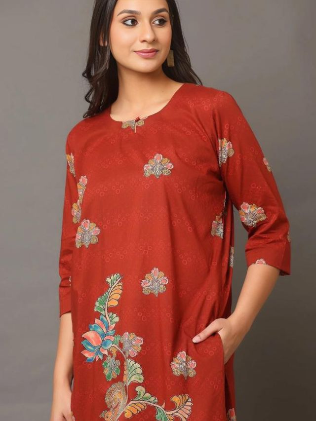 Women Brick Red Kurti Colour