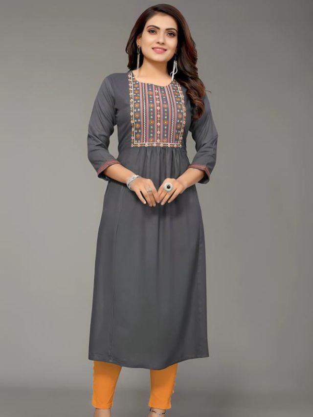 Women Charcoal Grey Kurti Colour