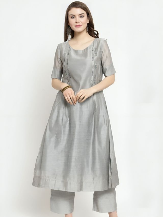 Women Metallic Silver Colour Kurti