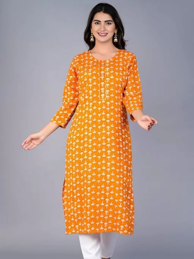 Women Orange Colour Kurti