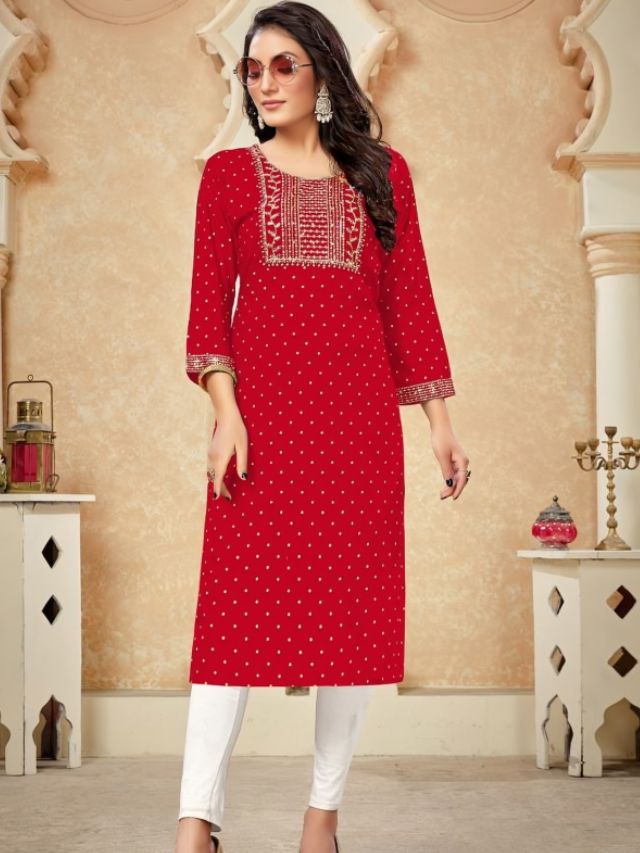 Women Watermelon Red Kurti